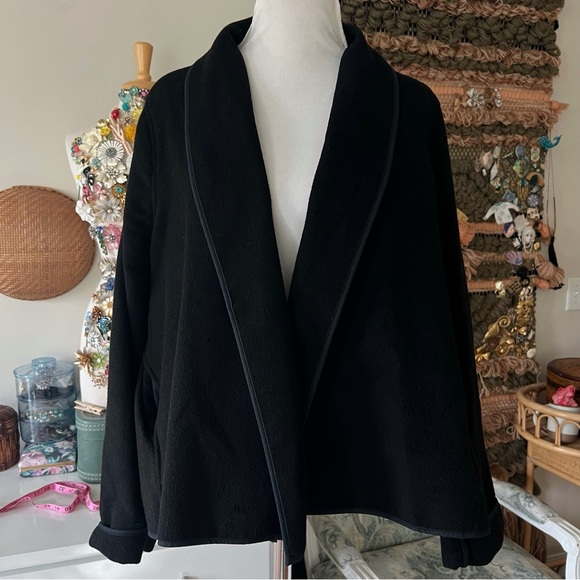 Vocabulary Wool Blend Black Open Swing Blazer Jacket Shawl Collar Size XL - Picture 1 of 8